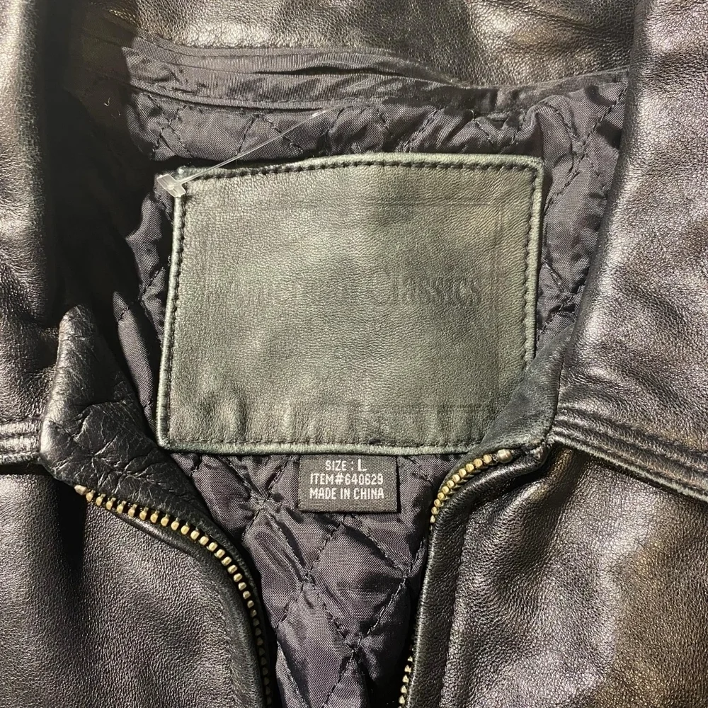 Vintage American Classics Motorcycle Leather Jacket Coat Moto Black Men's Large